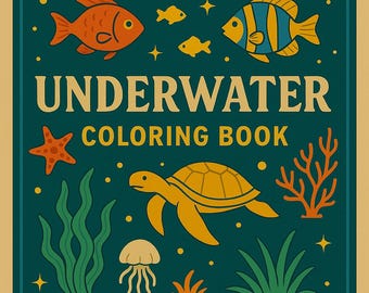 Kleurboek onderwater: oceaandieren, koraalriffen en zeedieren | Afdrukbare zeekunst voor volwassenen en kinderen | Pdf direct downloaden