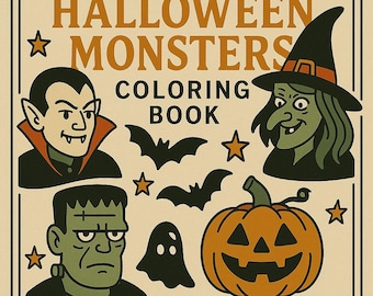 Halloween Monsters Coloring Book – Vampires, Werewolves & Witches | Spooky PDF for Adults | Creepy Cute Halloween Art Pages