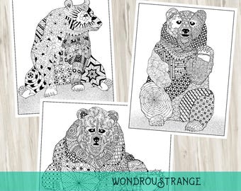 Bear Trio Three Printable Coloring Pages