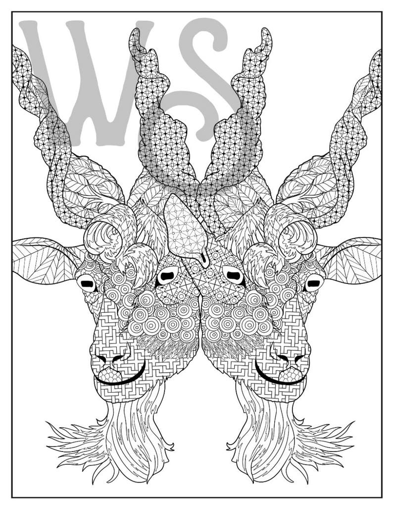 Goat Face Coloring Page 3 Pack | Etsy