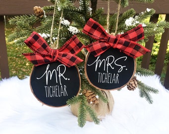 Engagement ornament | Engagement gift | Wedding ornament | Wedding gift | Christmas wedding gift | Mr and Mrs | Mr and Mrs ornament |