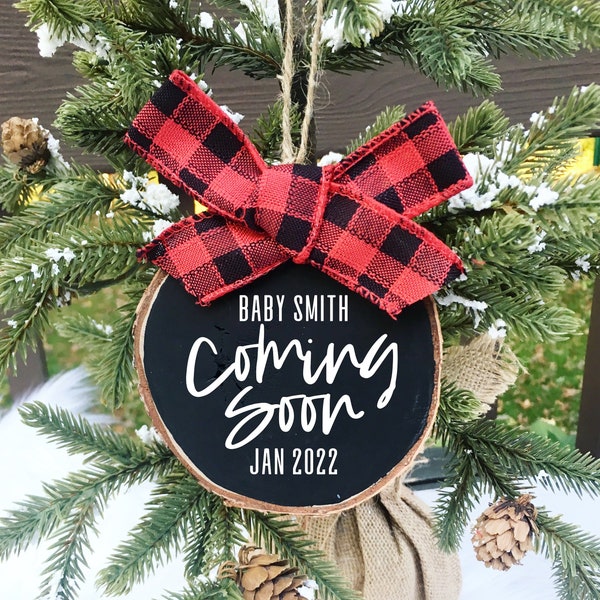 Pregnancy Ornament | Expecting Ornament | Announcement Ornament | Baby Ornament | Baby announcement ornament | Wood Slice Ornament |