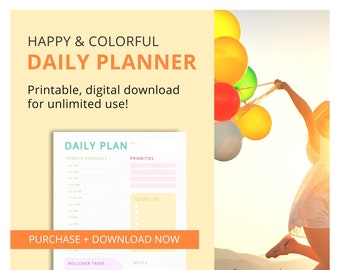 Fröhlicher bunter Tagesplaner | Digitaler Download