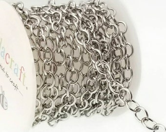 50 Feet Stainless Steel Link Chains 365 Pieces Jewelry Making Chains Set