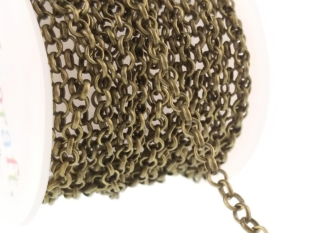 Antique Brass Bronze Rolo Link Chain Spool for Jewelry Making- Lead ...