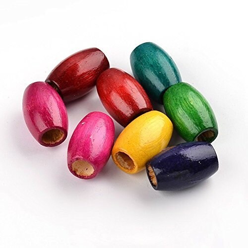 Large Wooden Beads 2 Inch Oval Natural Unfinished, 50 X 22mm, 10