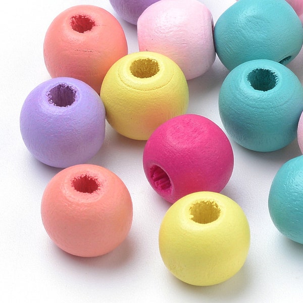 Pastel Multicolor Assorted Rondelle Wooden Beads for Jewelry Making, Rosaries, Crafts (9 x 10mm) 9mm