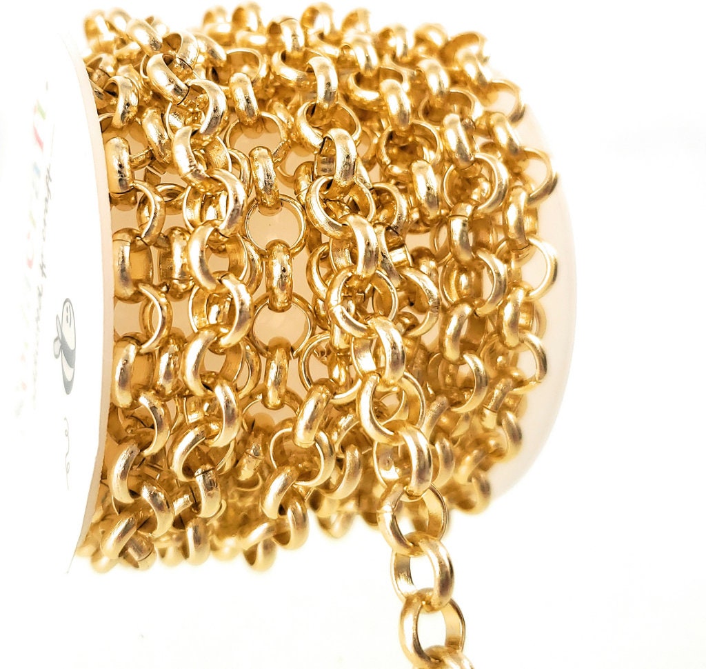 1meter Stainless Steel Gold Color Oval Embossing Chains For - Temu