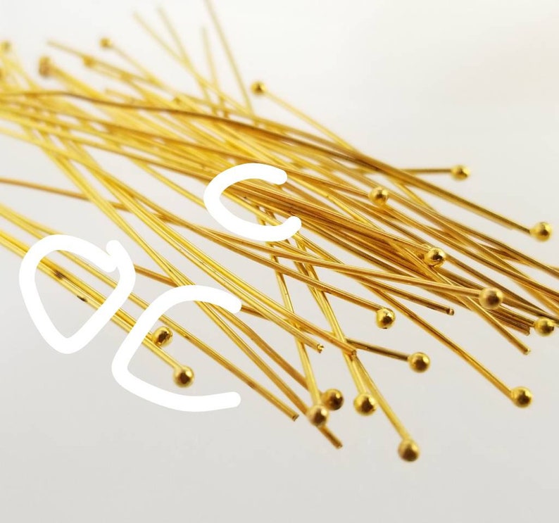 22 Gauge, 50mm 2,000pc Wholesale DEFECTIVE Gold Brass Ball Head Pins