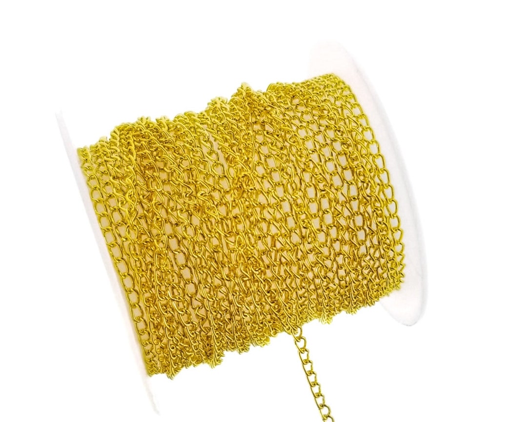 Gold Thin Curb Link Chain Spool for Jewelry Making, Crafts 1.9 X 3mm ...
