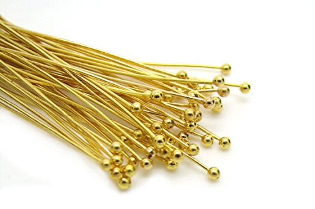 Gold Solid Brass Head Ball Pins for Jewelry Making Nickel Free 50mm 2
