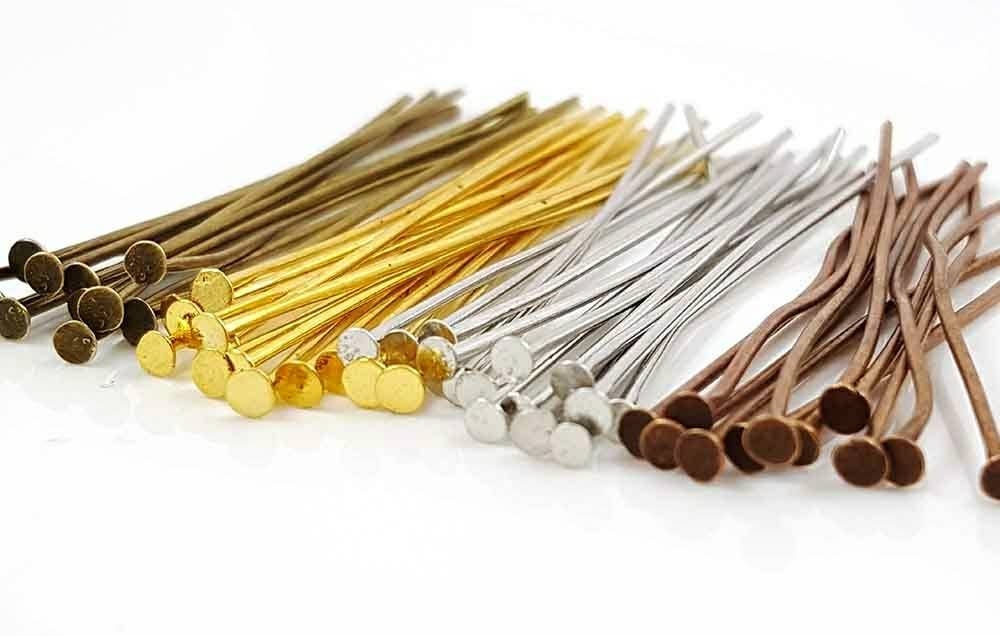 Assorted Mixed Color Flat Head Pins for Jewelry Making, Crafts