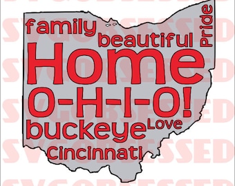 Ohio Word Collage SVG – State Pride, Cricut File (Digital Download)