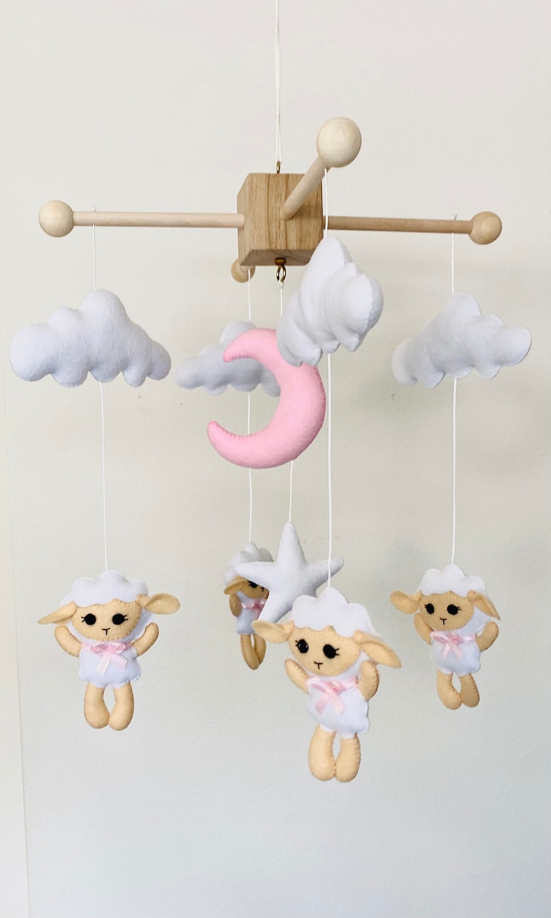 Lambs Baby Mobile Baby Shower Gift Pink lambs for a baby Etsy