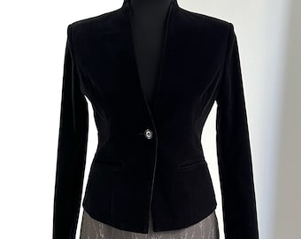 Vintage Blunauta-Blazer aus schwarzem Baumwollsamt