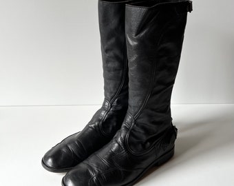 Bottes de motard Lord John vintage des années 90 en cuir noir