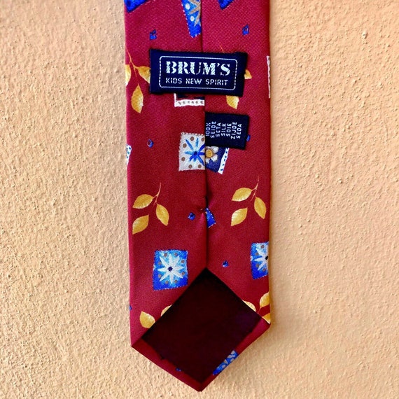 Cravatta Brum’s vintage anni 90 in seta borgogna … - image 2
