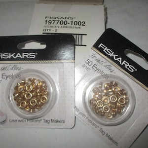 Fiskars 3/16 eyelets, 2 packs of 50, eyelets, grommets,  tag-making supplies. craft supplies, grommet supplies, aluminum eyelets, crafting,