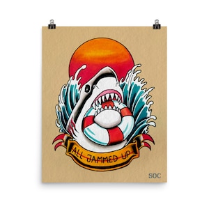 Traditional Shark Print Poster