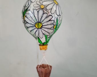 Blown Glass Hot air balloon Daisy pattern