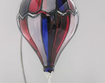 Blown Glass Hot Air Balloon Ornament Red/White/Blue