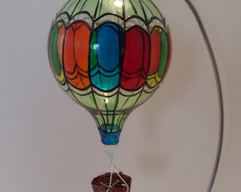 Blown Glass Hot air Balloon ornament  circus pattern