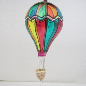 Blown Glass Hot Air Balloon Ornament: Standard Pattern in Pastel Multicolor