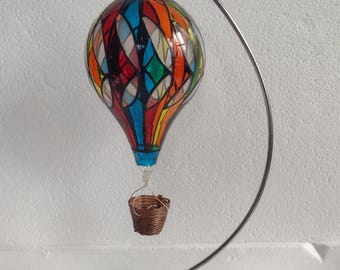 Blown Glass Hot Air Balloon Ornament wing pattern