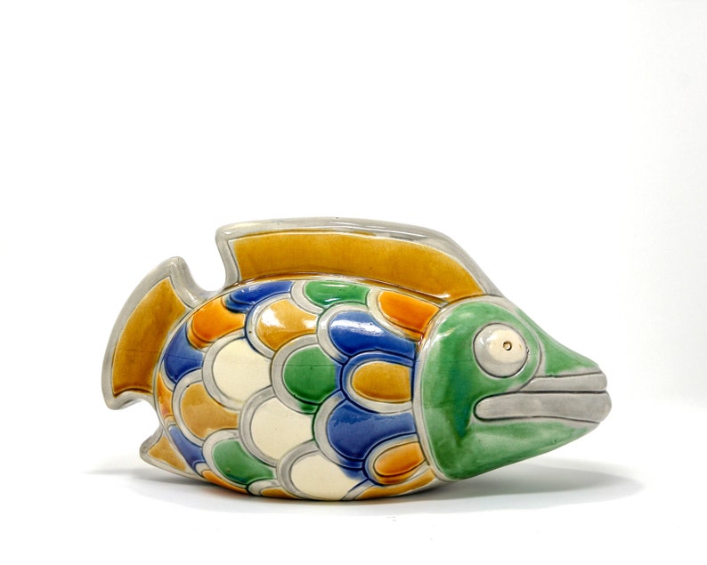 Vintage Ceramic Fish Sculpture Colorful Koi Fish Figurine Etsy