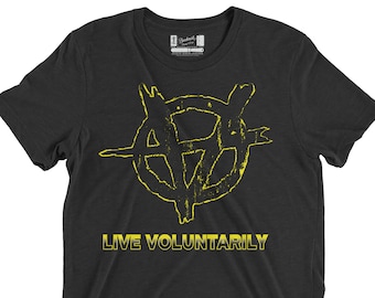 Leben Sie freiwillig friedliche Anarchie Tri-Blend T-Shirt oder Hoodie