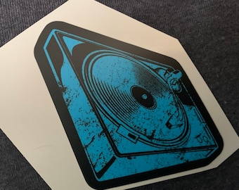 Turntable Cyan/Black Heavy Duty Outdoor Aufkleber