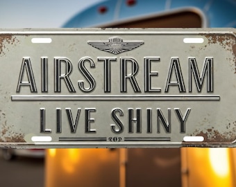 Placa de matrícula vintage de remolque Airstream con aspecto oxidado, decoración de pared, decoración retro, regalo para autocaravana, regalo Airstream, decoración Airstream, accesorios para coche