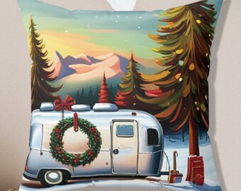 Airstream Christmas Pillow, Airstream Gift, Airstream Trailer, Airstream Camper, Airstream Decor, RV Gift, Vintage Trailer, Camper Pillow