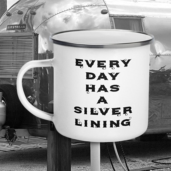 Small Silver Lining Camp Mug, Airstream Trailer, Airstream Gift, Airstream Camper, Happy Camper Mug, Camping Gift, RV Life, RV Gift