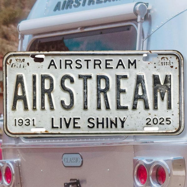 Airstream Vintage Aluminum License Plate, Airstream Trailer, Airstream Camper, Airstream Decor, Airstream Gift, Camping Gift, RV Gift