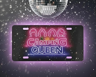 Placa de matrícula de aluminio Camping Queen, decoración para autocaravanas, regalo para Airstream, regalo para autocaravanas, accesorios para autocaravanas, vida en autocaravana, regalo para actividades al aire libre, regalo de jubilación