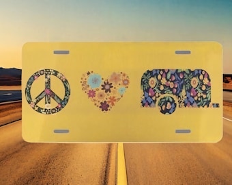 Placa de matrícula para autocaravana "Paz y Amor", decoración floral para caravana