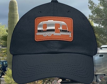 Gorra de remolque Airstream, parche de piel sintética, regalo Airstream, caravana Airstream, decoración Airstream, regalo de camping, gorra Airstream, regalo de autocaravana