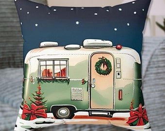 Airstream Christmas Pillow, Airstream Gift, Airstream Trailer, Airstream Camper, Airstream Decor, RV Gift, Vintage Trailer, Camper Pillow