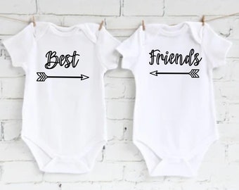 Best Friends Vest Set, bodysuit, gift, baby, new baby, newborn, baby shower, pregnancy announcement, twins, siblings, friends, Best Friends