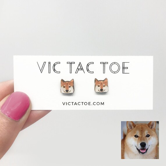Customizable Shiba Inu Earrings Custom Pet Gifts Custom Dog Earrings Custom Dog Gifts