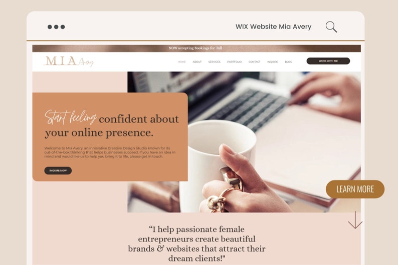 WIX Website Mia Avery, Creative Wix Layout, Wix Web Design, Wix Website Template image 2