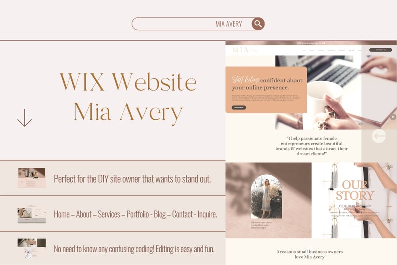 WIX Website Mia Avery, Creative Wix Layout, Wix Web Design, Wix Website Template image 3