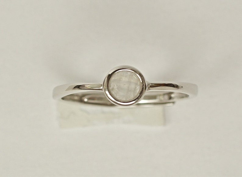 Moonstone Ring Minimalist June Birthstone Ring Stackable Moonstone Sterling Silver Birthstone Ring Adjustable June Birthday Gift