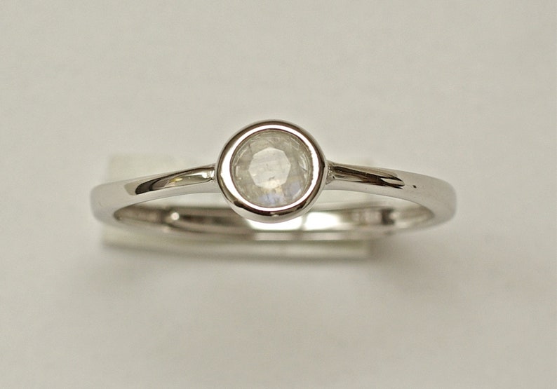 Moonstone Ring Minimalist June Birthstone Ring Stackable Moonstone Sterling Silver Birthstone Ring Adjustable June Birthday Gift