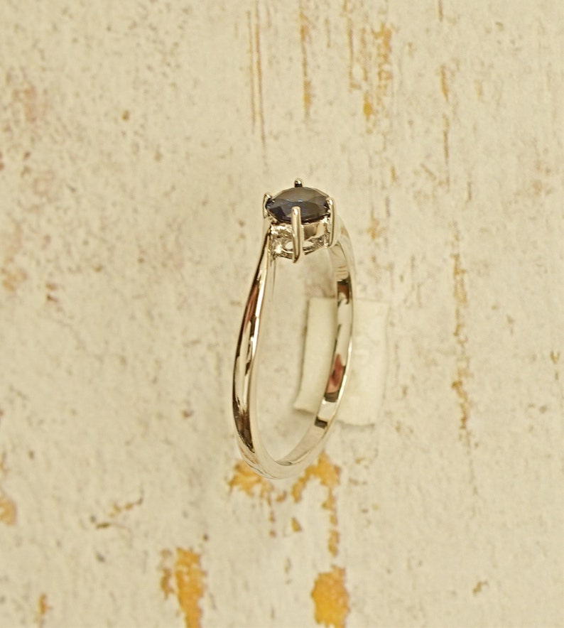 Anniversary Gift Simple everyday Sapphire Ring Blue Sapphire Ring Sterling Silver Gift for Her Royal Blue Round Sapphire Promise Ring