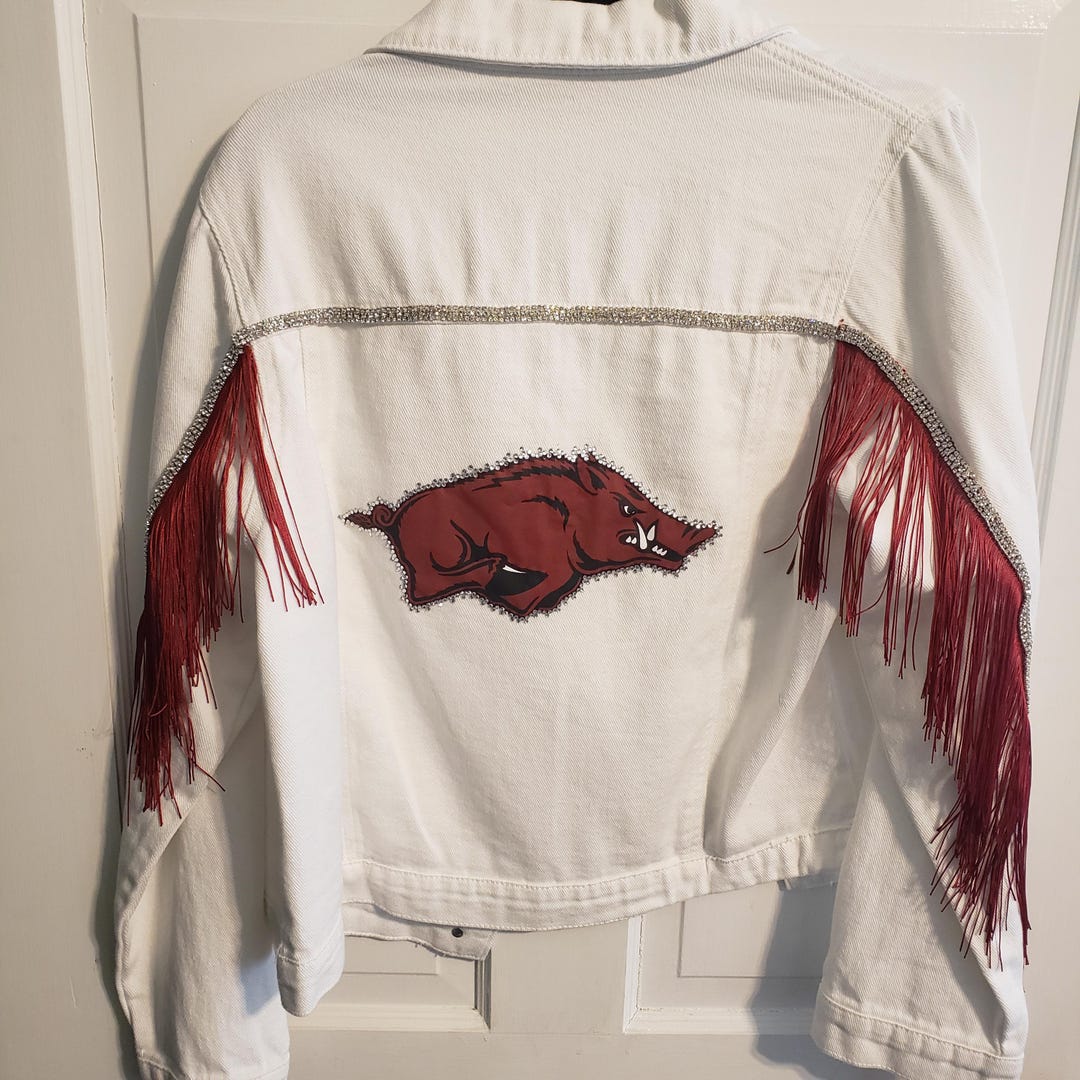 Ladies Razorback Ladies Large White Denim Rhinestoned Razorback Jacket. Be Ready for ...