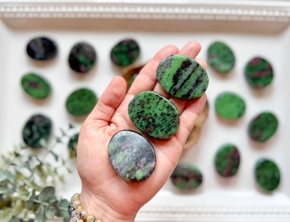 Ruby in Zoisite Flat Palm Stone - image 4