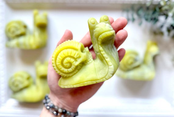 Xiuyan Jade Snail with Skull Shell Carving - image 3