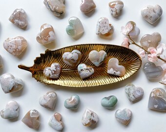 Green Flower Agate Heart